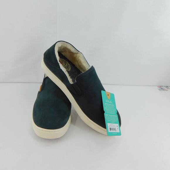 Olu Kai Pehuea Heu Women's Black Lava Rock Slide-In with Shearling Size 7 - Picture 3 of 12